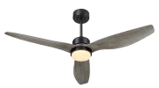52 Inch Blade LED Propeller Ceiling Fan with Remote Control, Wood Color