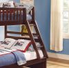 Transitional Dark Cherry Finish Youth Bedroom Furniture 1pc Twin/Full Bunk Bed Pine Veneer Wooden Furniture