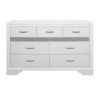 Modern Glam Dresser of 7 Drawers White and Silver Glitter Hidden Jewelry Drawers Ball Bearing Glides Modern Wooden Bedroom Furniture