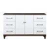 Contemporary White and Cherry Finish 1pc Dresser of 6x Drawers 2x Shelves Modern Bedroom Furniture 2-Tone Finish with Gold Trim
