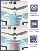 52 Inch Blade LED Propeller Ceiling Fan with Remote Control, Wood Color