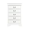 Traditional Design White Finish 1pc Chest of 5 Drawers Antique Drop Handles Drawers Bedroom Furniture