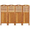 4-Panel Room Divider 63.8"x0.8"x45.3" Solid Wood Acacia