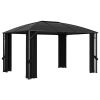 Gazebo with Curtains 157.5"x118.1"x104.3" Anthracite