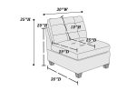 Living Room Furniture Antique Grey Modular Sectional 6pc Set Breathable Leatherette Tufted Couch 3x Corner Wedge 2x Armless Chairs and 1x Ottoman