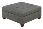 Living Room Furniture Antique Grey Modular Sectional 6pc Set Breathable Leatherette Tufted Couch 3x Corner Wedge 2x Armless Chairs and 1x Ottoman