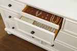 Transitional White Finish Dresser of 7 Drawers Jewelry Tray Traditional Design Bedroom Wooden Furniture