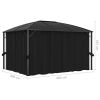 Gazebo with Curtains 157.5"x118.1"x104.3" Anthracite