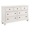 Transitional White Finish Dresser of 7 Drawers Jewelry Tray Traditional Design Bedroom Wooden Furniture