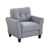 Modern Living Room Sofa Set Linen Upholstered Couch Furniture for Home or Office ,Light Grey-Blue,(1+3-Seat,Old Sku:SG000371AAA)