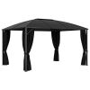 Gazebo with Curtains 157.5"x118.1"x104.3" Anthracite