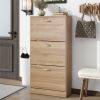 3-Drawer Shoe Storage Cabinet, 3-Tier Wood Shoe Rack Storage Organizer for Entryway