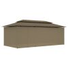 Gazebo with Curtains 236.2"x117.3"x106.3" Taupe 0.6 oz/ft²
