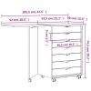Rolling Cabinet with Desk MOSS Honey Brown Solid Wood Pine