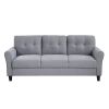 Modern Living Room Sofa Set Linen Upholstered Couch Furniture for Home or Office ,Light Grey-Blue,(1+3-Seat,Old Sku:SG000371AAA)