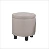 JST Home Decor Upholstered Round Fabric Tufted Footrest Ottoman, Ottoman with Storage for Living Room & Bedroom, Decorative Home Furniture, Beige