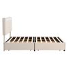 Full Size Upholstered Bed with LED Light and 4 Drawers, Modern Platform Bed with a set of Sockets and USB Ports, Linen Fabric, Beige