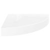 Floating Corner Shelves 2 pcs High Gloss White 9.8"x9.8"x1.5" MDF