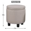 JST Home Decor Upholstered Round Fabric Tufted Footrest Ottoman, Ottoman with Storage for Living Room & Bedroom, Decorative Home Furniture, Beige