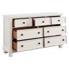 Transitional White Finish Dresser of 7 Drawers Jewelry Tray Traditional Design Bedroom Wooden Furniture