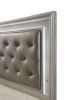 Modern Champagne Crocodile Skin Finish Upholstered 1pc Full Size LED Panel Bed Faux Diamond Tufted Bedroom Furniture