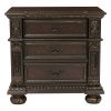 Traditional Design Dark Cherry Finish with Gold Tipping 1pc Nightstand of 3x Drawers Formal Style Bedroom Furniture