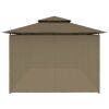 Gazebo with Curtains 236.2"x117.3"x106.3" Taupe 0.6 oz/ft²