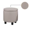 JST Home Decor Upholstered Round Fabric Tufted Footrest Ottoman, Ottoman with Storage for Living Room & Bedroom, Decorative Home Furniture, Beige