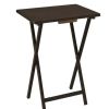 Indoor Folding Table Set of 4 in Walnut L19 x W15 x H26 inches. 4 Tables+1 Rack Stand.
