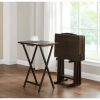 Indoor Folding Table Set of 4 in Walnut L19 x W15 x H26 inches. 4 Tables+1 Rack Stand.