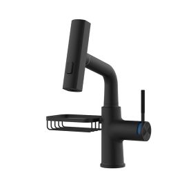Pull-out Mixer For Hot And Cold Water Basin With Digital Display (Option: Black-Soap Basket)