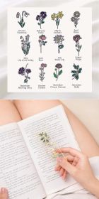 Hollow Out Colorful Birthday Flower Drop Oil Bookmark (Option: Gold-April)