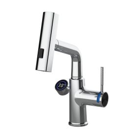 Pull-out Mixer For Hot And Cold Water Basin With Digital Display (Option: Chrome-Digital)