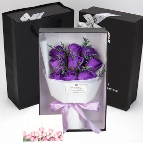 Cross-border Amazon Simulation Rose Soap Bouquet Dried Flowers Foreign Trade (Option: Pure Purple)