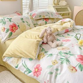 Cotton Duvet Cover Sheet Dormitory Three Piece Bedding Set (Option: Romantic Promise-1.2M Flat Sheet 3PCS Set)