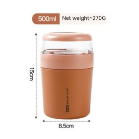 316 Stainless Steel Breakfast Cup With Cover Spoon (Option: 500ml Orange Stainless Steel)