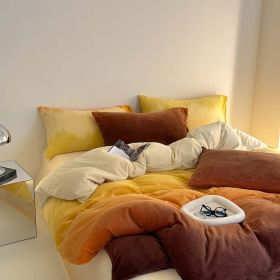 Cream Girl Gradient Color Milk Fiber Four-piece Set (Option: Velvet Sunset-120cm Bed Sheet)