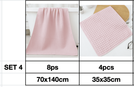 Household Bathing Water Absorbent And Quick Drying Unisex Plus Thickened Pure Cotton Bath Towel Wipe (Option: Pink-Set4)
