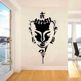 Buddha Head Statue Carved Wall Stickers Artistic Home Wall Stickers (Option: 43x 79cm-Black)