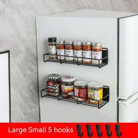 Kitchen Punch-free Magnetic Suction Refrigerator Shelf (Option: 2piece Set 5 Hooks Boxed)