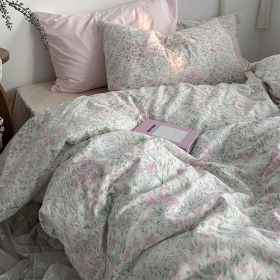 Garden Small Floral Cotton Bed 4-piece Summer Girly Bedding Set (Option: 150cmfour piece set-Haruhi Letter flower cherry)