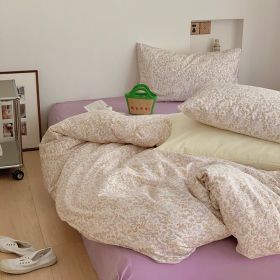 Garden Small Floral Cotton Bed 4-piece Summer Girly Bedding Set (Option: 150cmfour piece set-Elf custard floral)