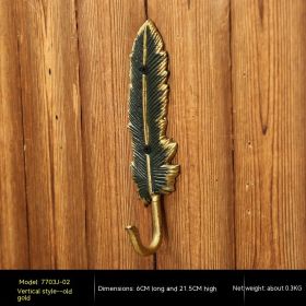 Creative Entryway Key Hook Behind Door (Option: Gold feather vertical)