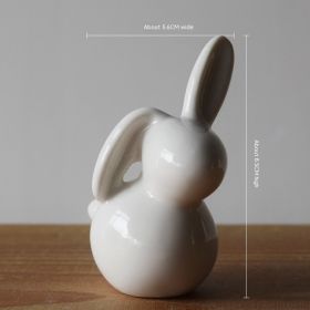 White Ceramic Living Room Bedroom Desktop Animal Ceramic Rabbit Home Decoration (Option: E Style)
