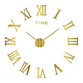Acrylic Luminous Wall Clock Punch-free Wall Sticker (Option: Gold-40cm)