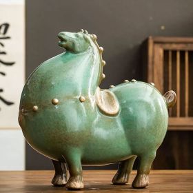 Ceramic Wealth Tang Ma Wine Cabinet Decoration Crafts (Option: Green Horse-Small Size)
