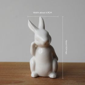 White Ceramic Living Room Bedroom Desktop Animal Ceramic Rabbit Home Decoration (Option: B Style)