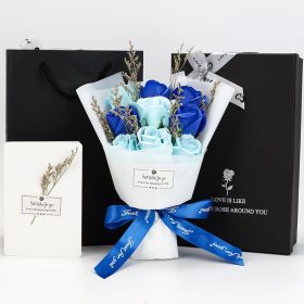 Cross-border Amazon Simulation Rose Soap Bouquet Dried Flowers Foreign Trade (Option: Blue Series)