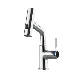 Pull-out Mixer For Hot And Cold Water Basin With Digital Display (Option: Chrome-General)