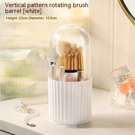 Desktop Dustproof Multifunctional Rotating Cosmetic Brush Storage Bucket (Option: White With Cover)